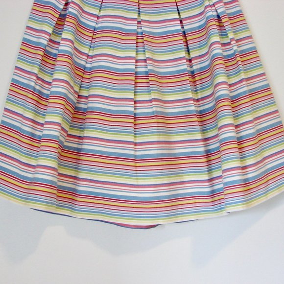 Talbots Striped Skirt Blue Pink Colourful Pleated A-Line Flare Skirt Size 2 - Picture 11 of 14